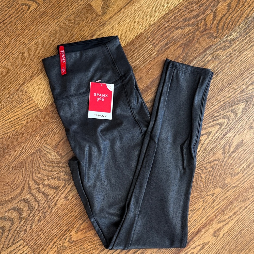 Girls Spanx Black Faux Leather Leggings